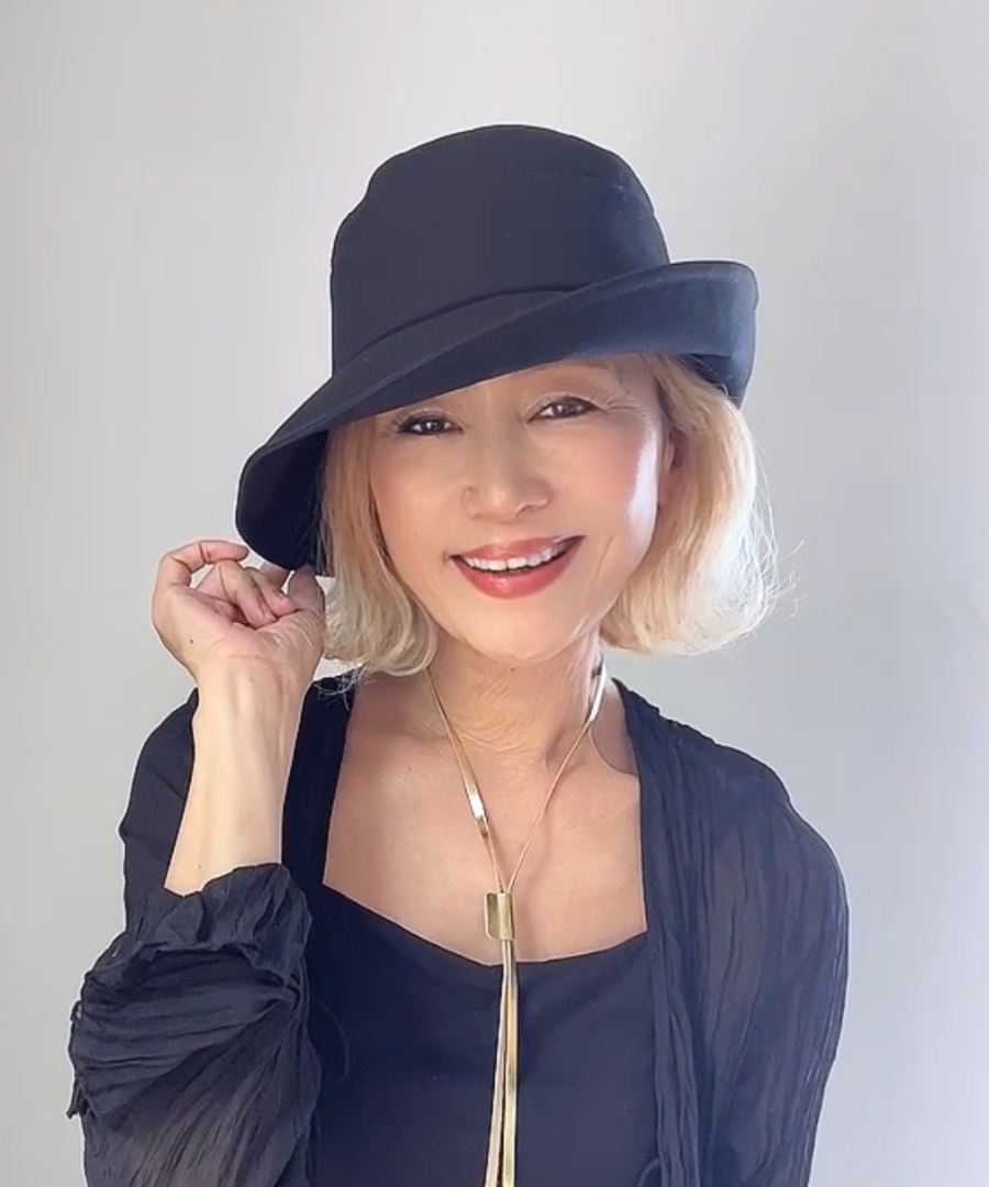つば広帽子［UVカット99%］［手洗可］【エメ】黒・ブラック／グログラン