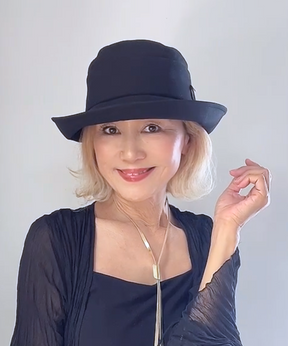 つば広帽子［UVカット99%］［手洗可］【エメ】黒・ブラック／グログラン