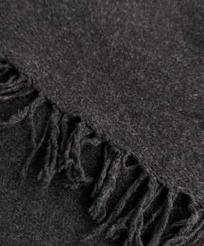 イタリア製 カシミヤ混｜三角フリンジストール｜チャコールブラック