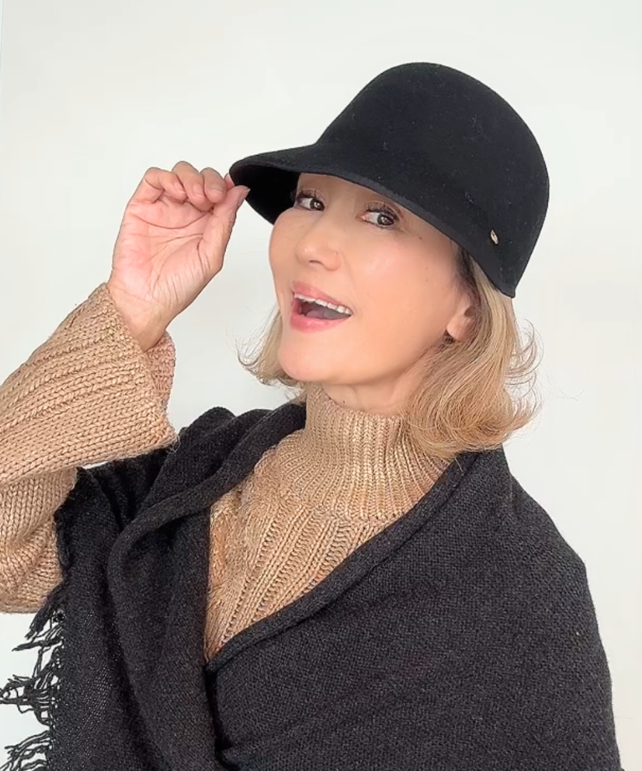 秋冬大人キャップ【 ジェネ PIPI 】ブラック／フェルト