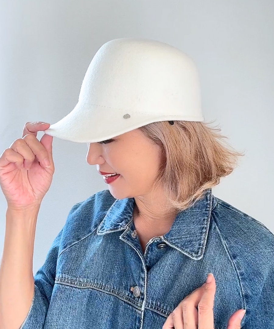 秋冬大人キャップ【 ココキャップ 】ホワイト／フェルト