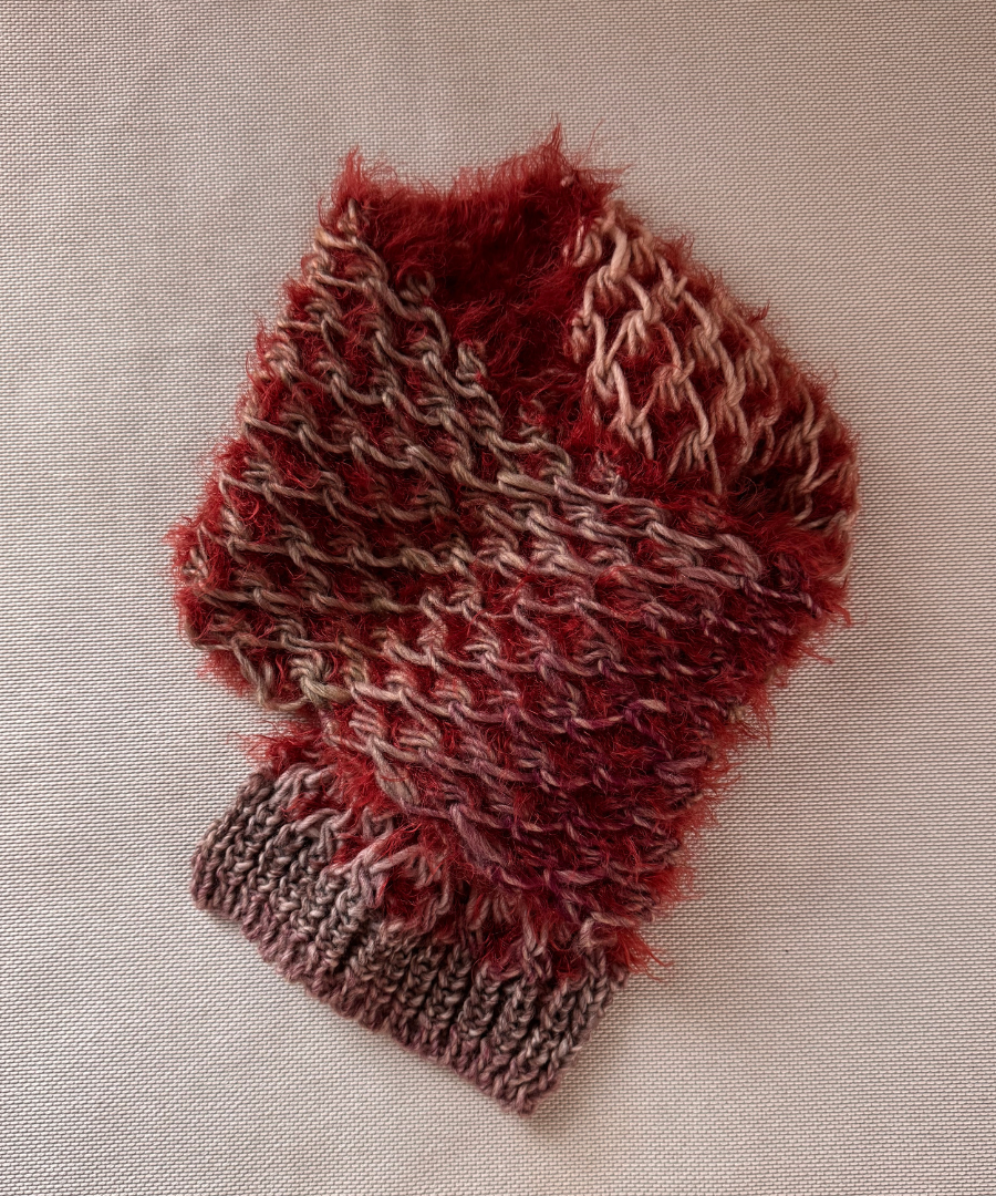 イタリア製 ニット｜ストール＆ベレー セット｜ボルドー・メランジュ