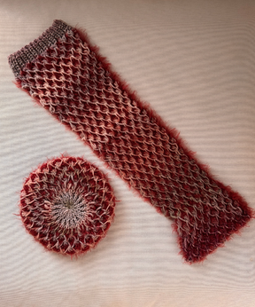 イタリア製 ニット｜ストール＆ベレー セット｜ボルドー・メランジュ