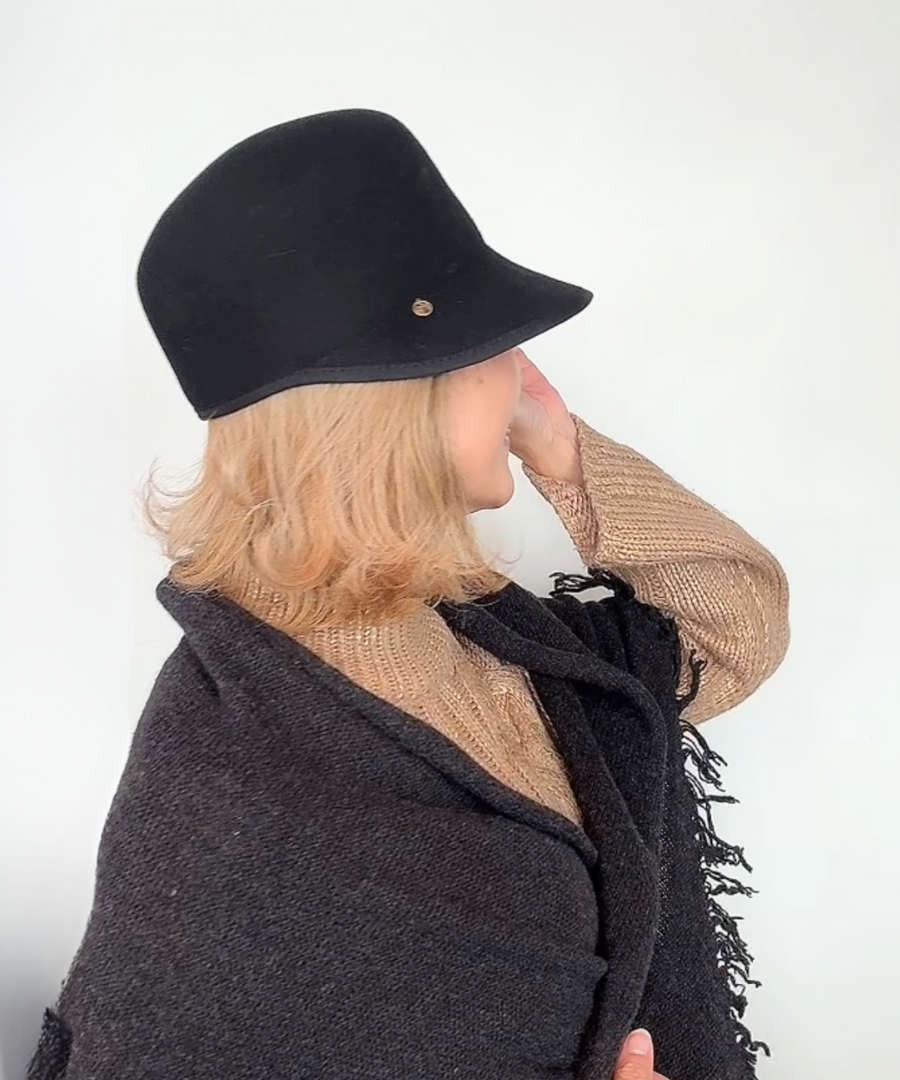 秋冬大人キャップ【 ジェネ PIPI 】ブラック／フェルト