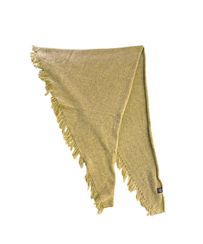 イタリア製 カシミヤ混｜三角フリンジストール｜オリーブイエロー