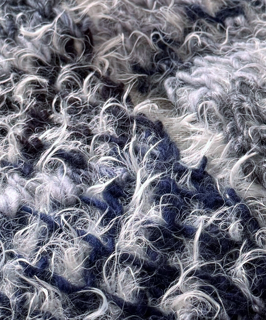 イタリア製 ニット｜ストール＆ベレー セット｜ネイビー・アイスホワイト