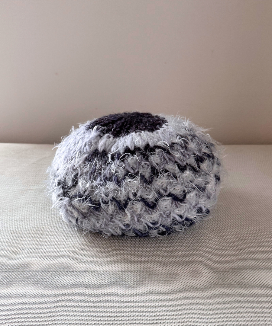 イタリア製 ニット｜ストール＆ベレー セット｜ネイビー・アイスホワイト