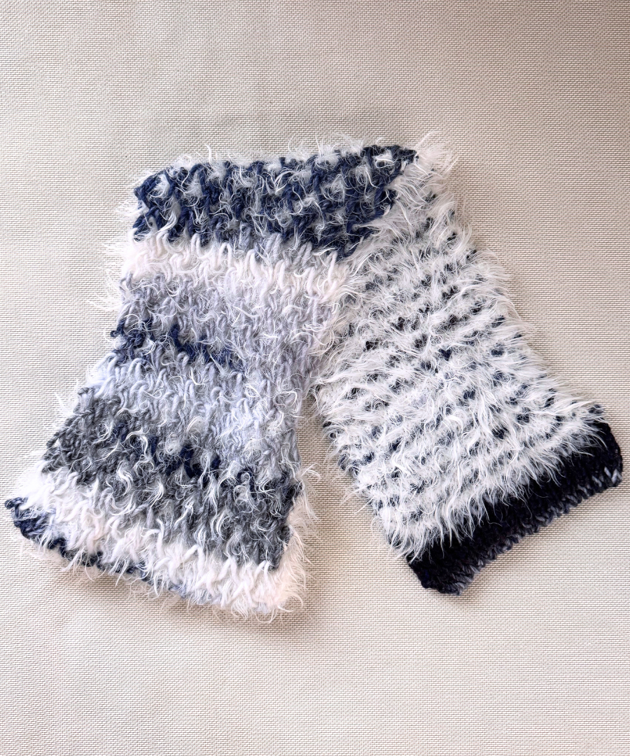 イタリア製 ニット｜ストール＆ベレー セット｜ネイビー・アイスホワイト