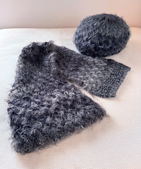 イタリア製 ニット｜ストール＆ベレー セット｜チャコール・ミスト