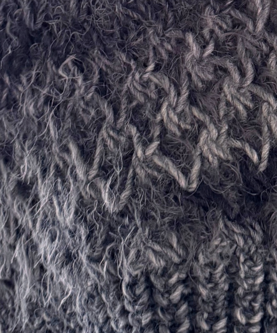 イタリア製 ニット｜ストール＆ベレー セット｜チャコール・ミスト