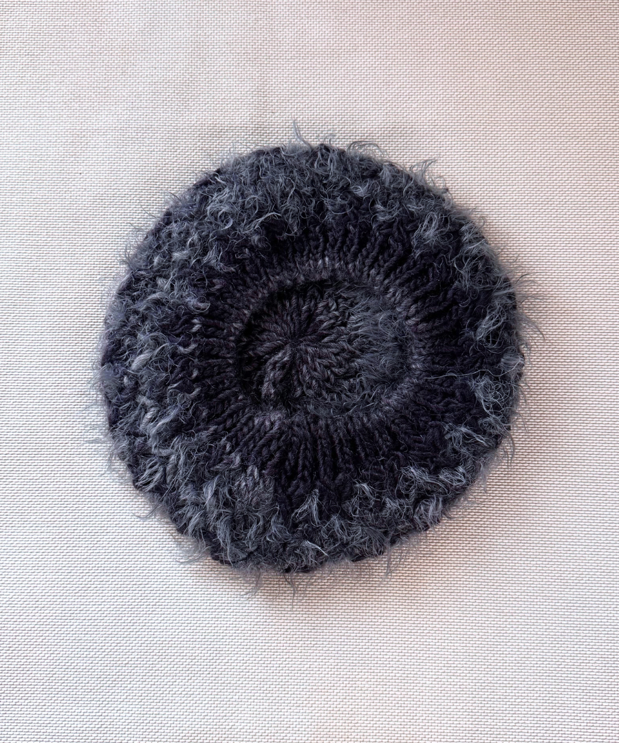 イタリア製 ニット｜ストール＆ベレー セット｜チャコール・ミスト