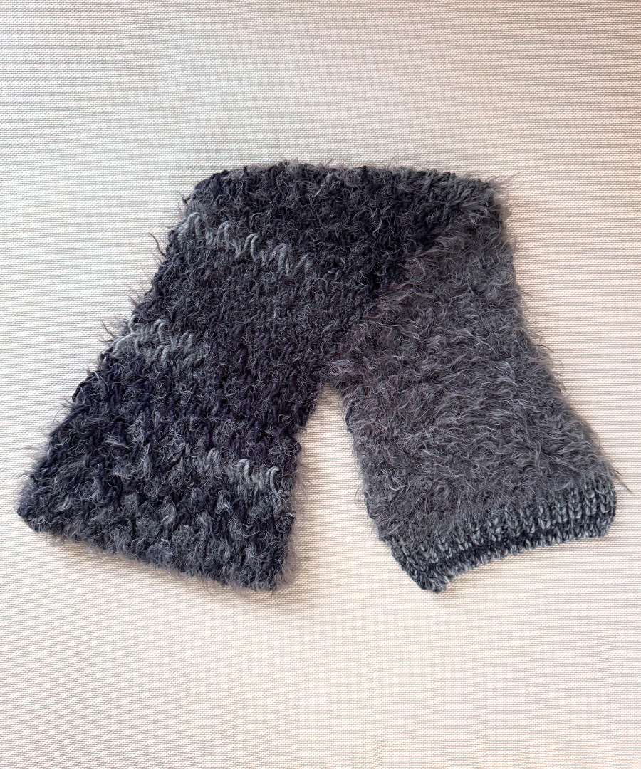 イタリア製 ニット｜ストール＆ベレー セット｜チャコール・ミスト