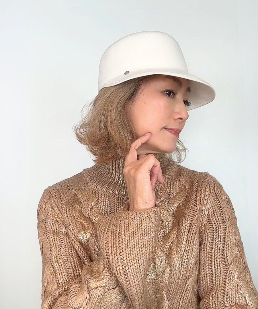 秋冬大人キャップ【 ジェネ PIPI 】ホワイト／フェルト