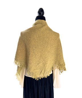イタリア製 カシミヤ混｜三角フリンジストール｜オリーブイエロー
