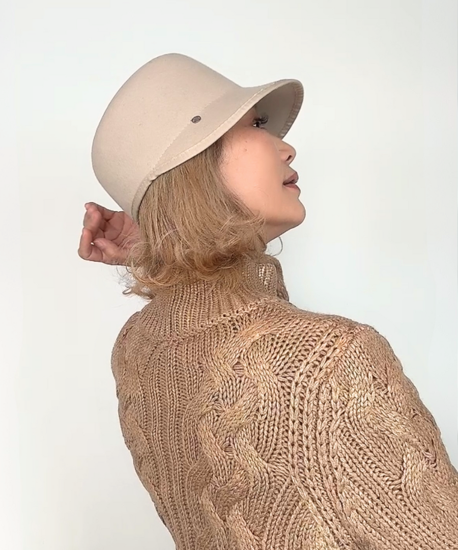 秋冬大人キャップ【 ジェネ PIPI 】ベージュ／フェルト