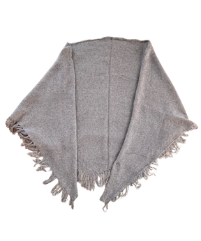 イタリア製 カシミヤ混｜三角フリンジストール｜メランジュグレー
