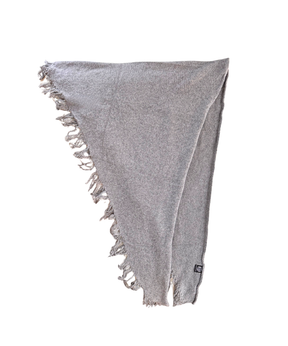 イタリア製 カシミヤ混｜三角フリンジストール｜メランジュグレー